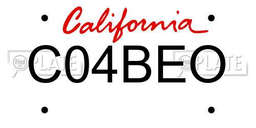 C04BEO California License Plate