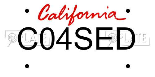 C04SED California License Plate