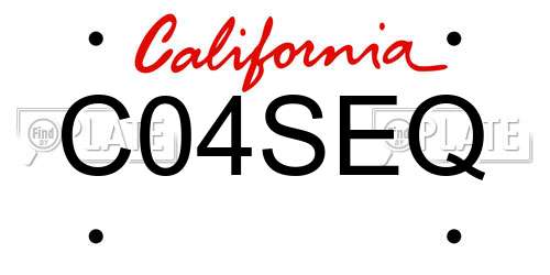 C04SEQ California License Plate