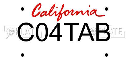 C04TAB California License Plate