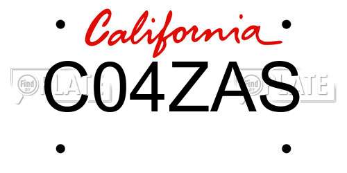 C04ZAS California License Plate