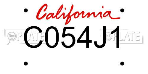 C054J1 California License Plate