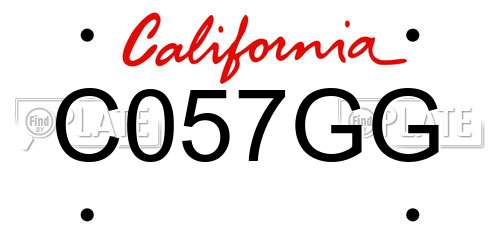 C057GG California License Plate