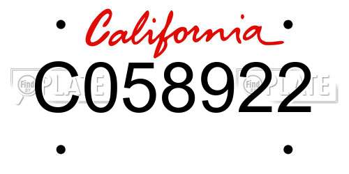 C058922 California License Plate