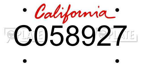 C058927 California License Plate
