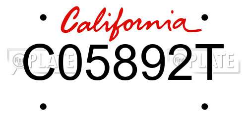 C05892T California License Plate