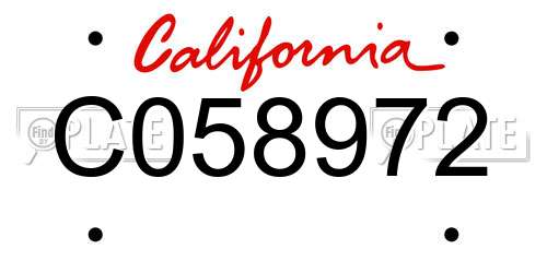 C058972 California License Plate
