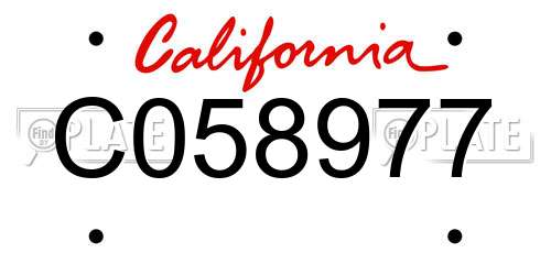 C058977 California License Plate