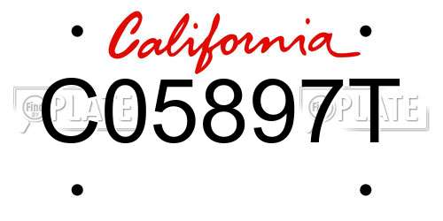 C05897T California License Plate