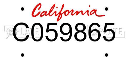 C059865 California License Plate