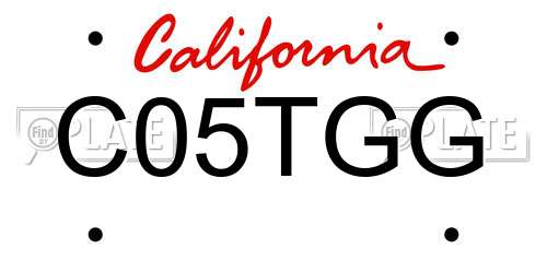 C05TGG California License Plate