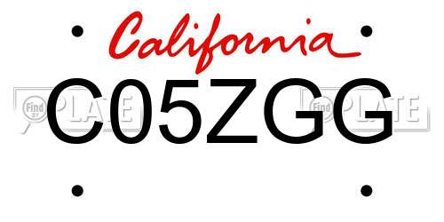 C05ZGG California License Plate