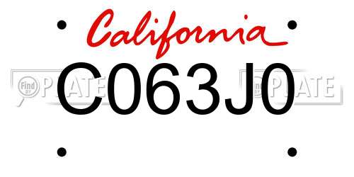 C063J0 California License Plate