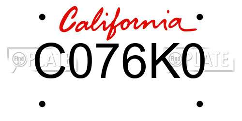 C076K0 California License Plate