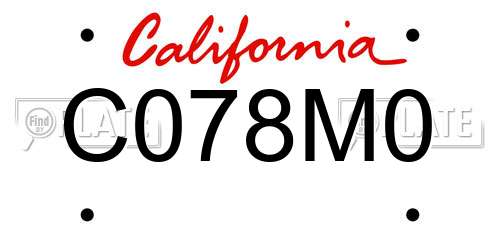 C078M0 California License Plate