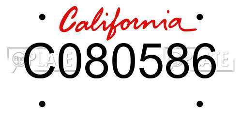 C080586 California License Plate