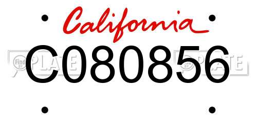 C080856 California License Plate