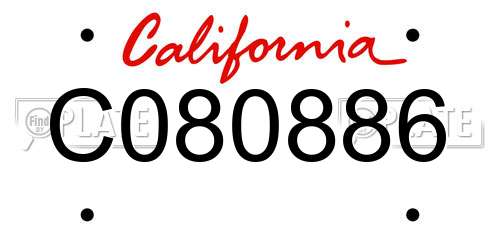 C080886 California License Plate