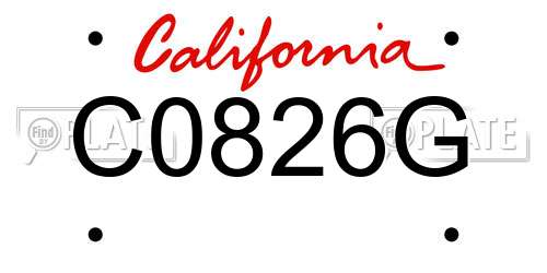 C0826G California License Plate
