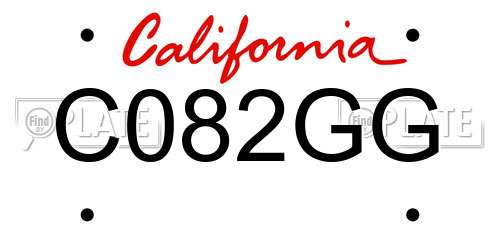 C082GG California License Plate