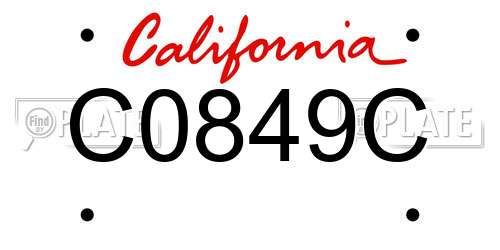 C0849C California License Plate