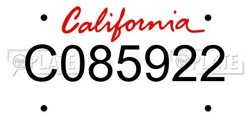C085922 California License Plate