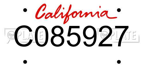 C085927 California License Plate
