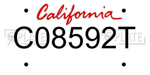 C08592T California License Plate