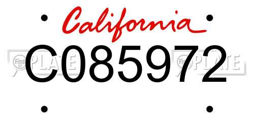 C085972 California License Plate