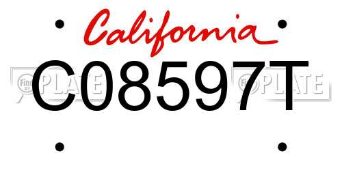 C08597T California License Plate