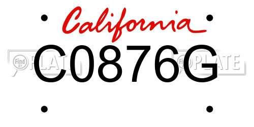 C0876G California License Plate