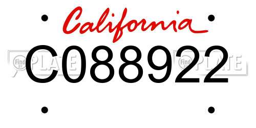 C088922 California License Plate