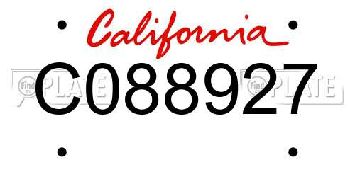 C088927 California License Plate