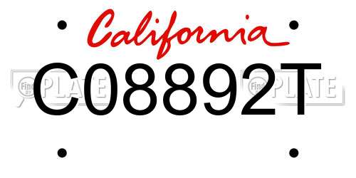 C08892T California License Plate