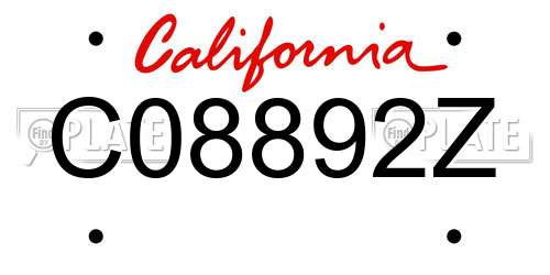 C08892Z California License Plate