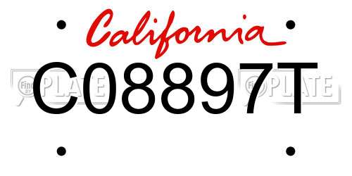 C08897T California License Plate