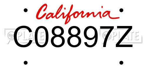 C08897Z California License Plate