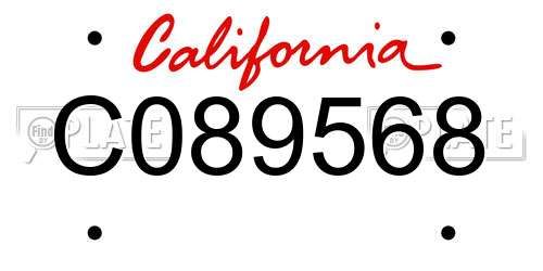 C089568 California License Plate