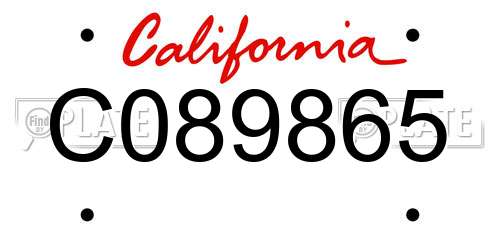 C089865 California License Plate