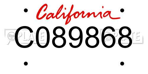 C089868 California License Plate