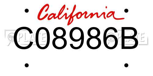 C08986B California License Plate