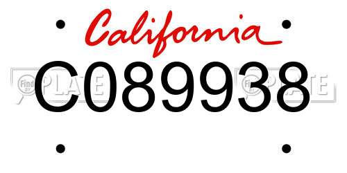 C089938 California License Plate