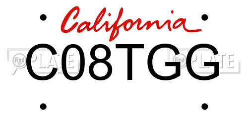 C08TGG California License Plate