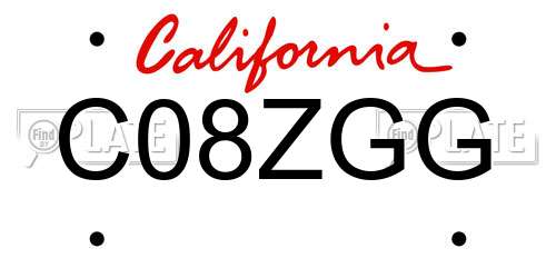 C08ZGG California License Plate