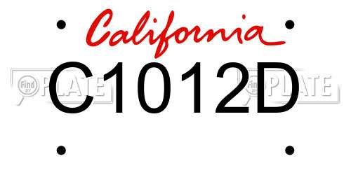 C1012D California License Plate