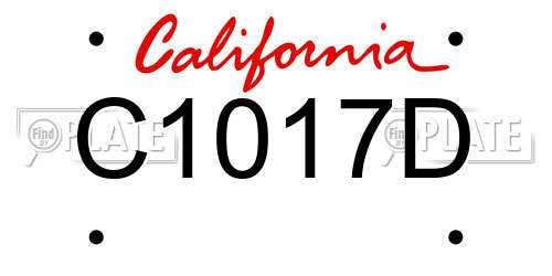 C1017D California License Plate