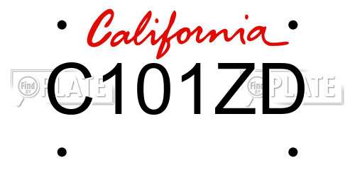 C101ZD California License Plate