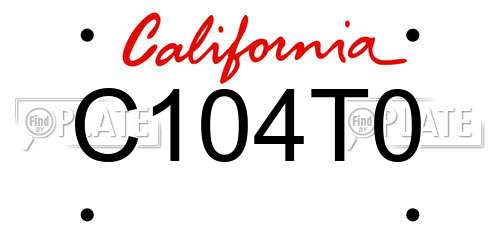 C104T0 California License Plate