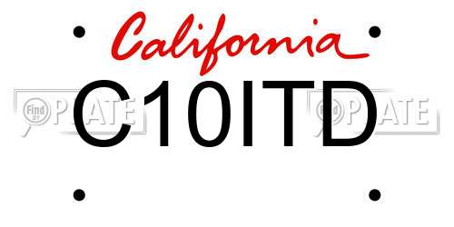 C10ITD California License Plate