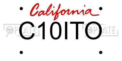 C10ITO California License Plate